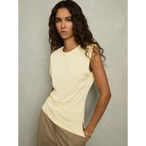 REISS SADIE Shoulder Pad Ruched Jersey Top